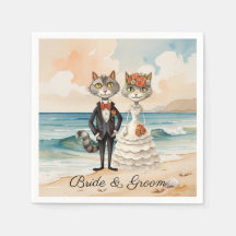Cat Wedding met bruid en bruidegom Beach thema
