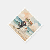 Cat Wedding met bruid en bruidegom Beach thema Servet (Hoek)