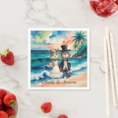 Cat Wedding met bruid en bruidegom Beach thema Servet (Insitu)