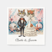 Cat Wedding met bruid en bruidegom Beach thema Servet (Voorkant)