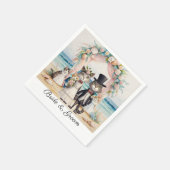 Cat Wedding met bruid en bruidegom Beach thema Servet (Hoek)