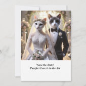 CAT WEDDING Save the Date uitnodiging (Voorkant)