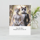 CAT WEDDING Save the Date uitnodiging (Staand voorkant)