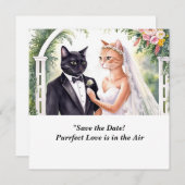 CAT WEDDING Save the Date uitnodiging (Voorkant / Achterkant)