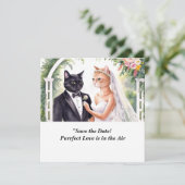 CAT WEDDING Save the Date uitnodiging (Staand voorkant)