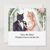 CAT WEDDING Save the Date uitnodiging (Voorkant)