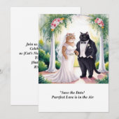 CAT WEDDING Save the Date uitnodiging (Voorkant / Achterkant)