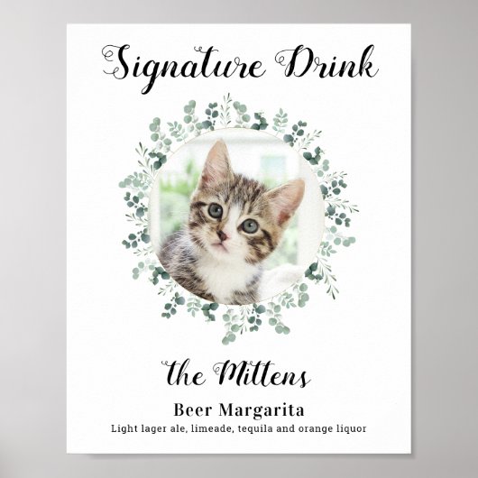 Cat Wedding Signature Drink Foto Cocktail Bar Poster (Voorkant)