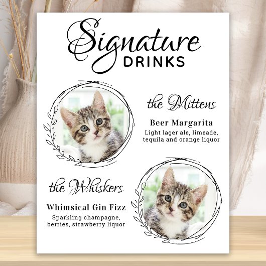 Cat Wedding Signature Drinken 2 Pet Photo Bar Poster