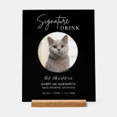Cat Wedding Signature Drinken Cocktail Bar Black Acryl Bord (Voorkant)