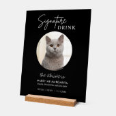 Cat Wedding Signature Drinken Cocktail Bar Black Acryl Bord (Hoek)