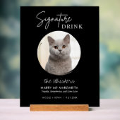 Cat Wedding Signature Drinken Cocktail Bar Black Acryl Bord (Neutraal)