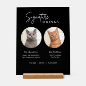 Cat Wedding Signature Drinken Cocktail Bar Black Acryl Bord (Voorkant)