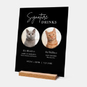 Cat Wedding Signature Drinken Cocktail Bar Black Acryl Bord (Hoek)