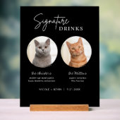Cat Wedding Signature Drinken Cocktail Bar Black Acryl Bord (Neutraal)