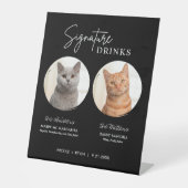 Cat Wedding Signature Drinken Cocktail Bar Black Reclamebord Met Voetstuk (Voorkant)