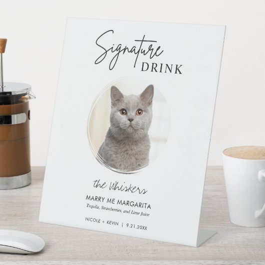 Cat Wedding Signature Drinken Cocktail Bar Reclamebord Met Voetstuk (Insitu)
