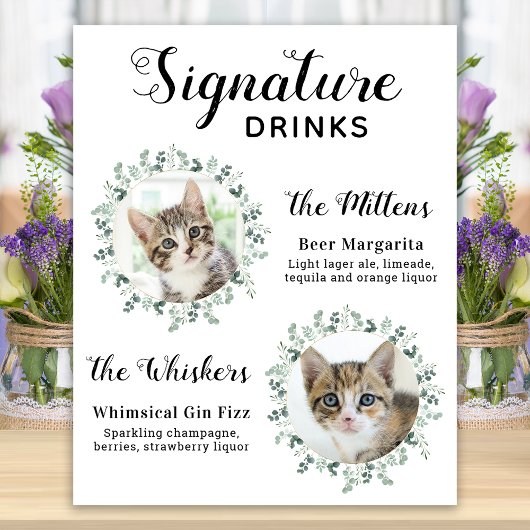 Cat Wedding Signature Drinken Custom Cocktail Bar Poster