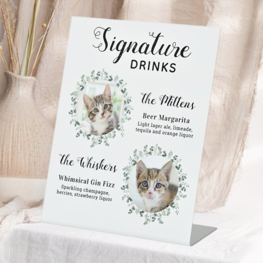 Cat Wedding Signature Drinken Custom Cocktail Bar Reclamebord Met Voetstuk