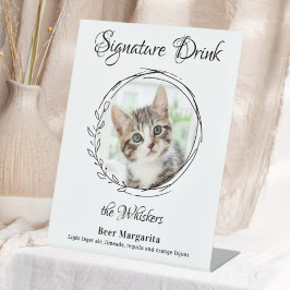 Cat Wedding Signature Drinken Pet Photo Bar Reclamebord Met Voetstuk