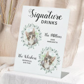 Cat Wedding Signature Drinks Custom 2 Pet Photo Reclamebord Met Voetstuk