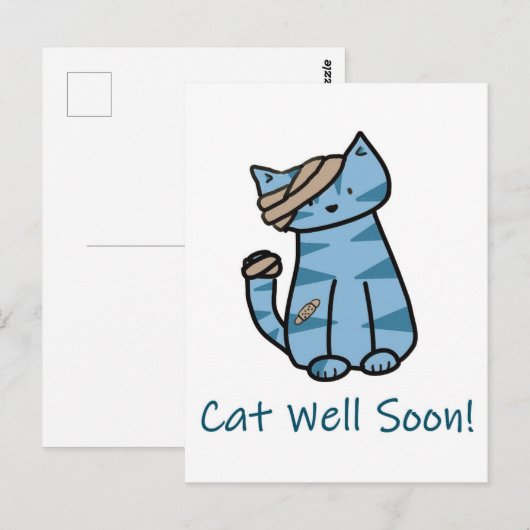 Cat Well Soon postcard Postcrossing get well soon Briefkaart (Voorkant / Achterkant)