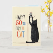 Cat wenskaart Verjaardag Black Cat Kaart (Gele Bloem)