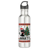 Cat What Funny Black Cat Pushing Christmas Tree Ug Waterfles (Voorkant)