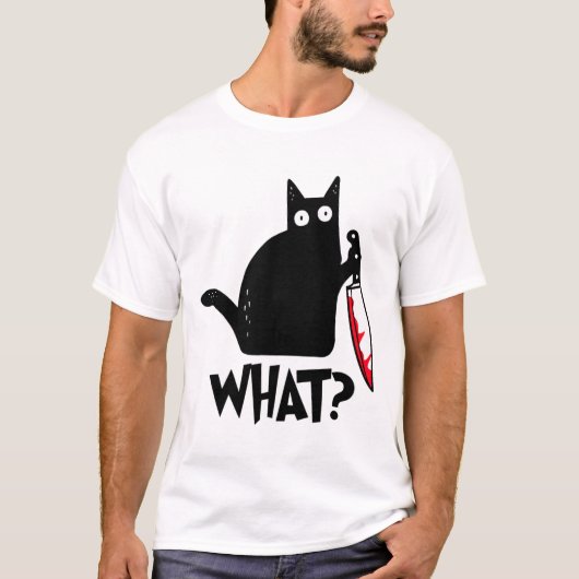 Cat What Funny Black Cat Shirt (Voorkant)