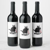 Cat What_ Funny Black Cat  Wijn Etiket (Flessen)