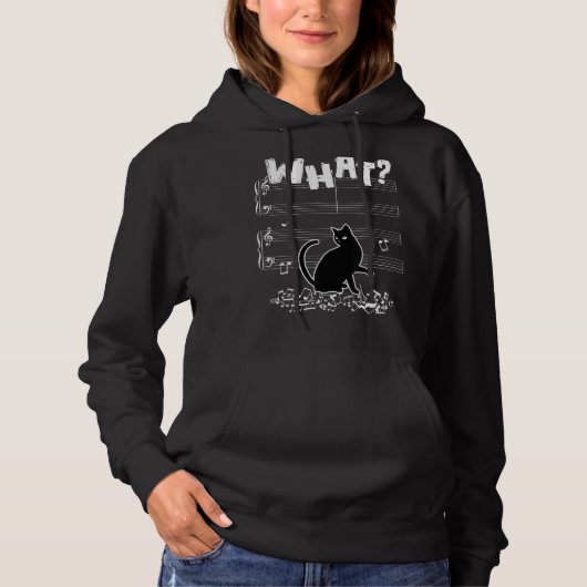 Cat What Funny Cat Music Note Hoodie (Voorkant)