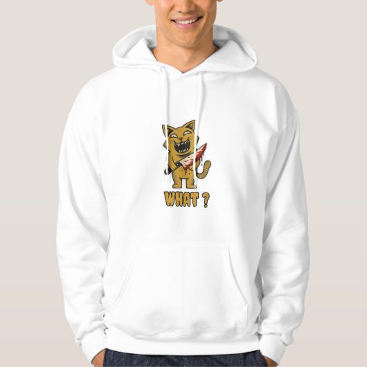 Cat what _ Grappige griezelige kat met mes Hoodie (Voorkant)