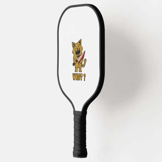 Cat what _ Grappige griezelige kat met mes Pickleball Paddle (Links)