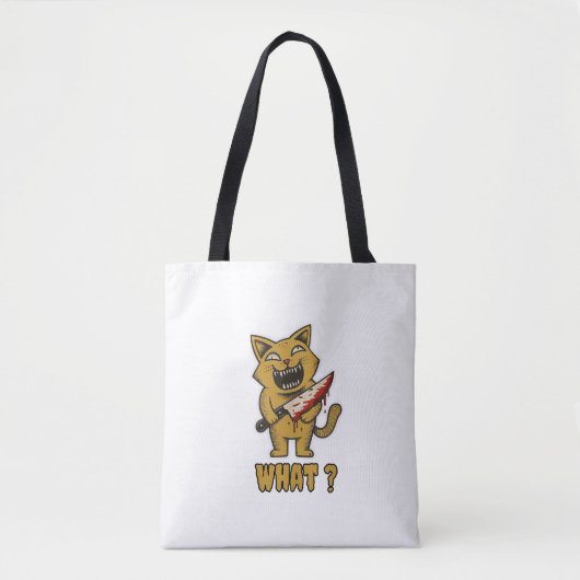 Cat what _ Grappige griezelige kat met mes Tote Bag (Voorkant)