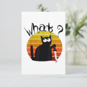  Cat What Halloween Moorddadige Zwarte Kat Wit Bedankkaart (Staand voorkant)