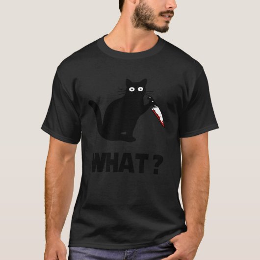 Cat What Murderous Black Cat With Knife T-shirt (Voorkant)