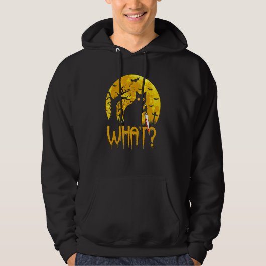 Cat What Murderous Black Cats With Knife Halloween Hoodie (Voorkant)