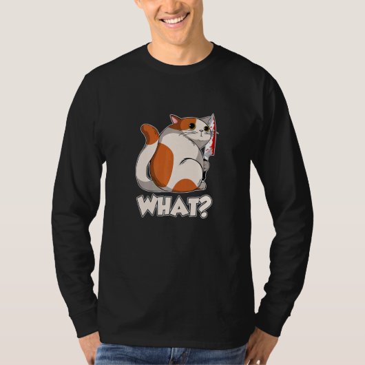 Cat What Murderous Cat With Knife   T-shirt (Voorkant)