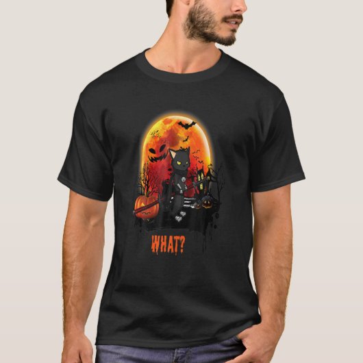 Cat What Murderous Ninja Cat With Katana Sword Hal T-shirt (Voorkant)