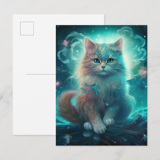 Cat Whimsical Fantasy Art Briefkaart (Voorkant / Achterkant)