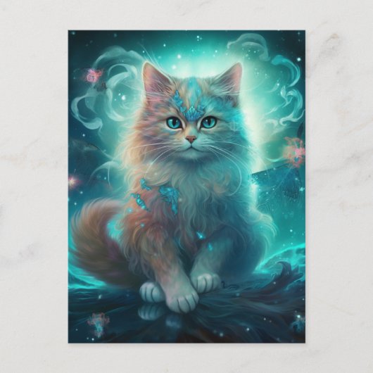 Cat Whimsical Fantasy Art Briefkaart (Voorkant)