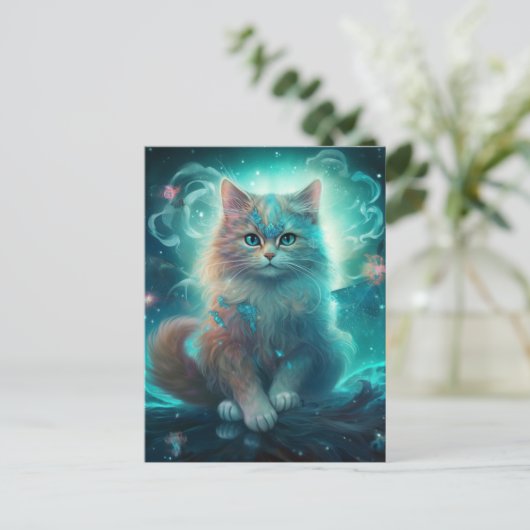 Cat Whimsical Fantasy Art Briefkaart (Staand voorkant)