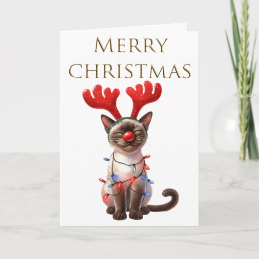 Cat Whimsy Funny Cat Christmas Kaart (Voorkant)