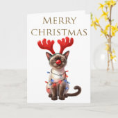 Cat Whimsy Funny Cat Christmas Kaart (Gele Bloem)