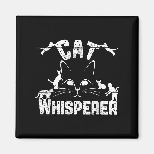 Cat Whisperer Funny Cat Lover Kat Face Distresse Magneet (Voorkant)