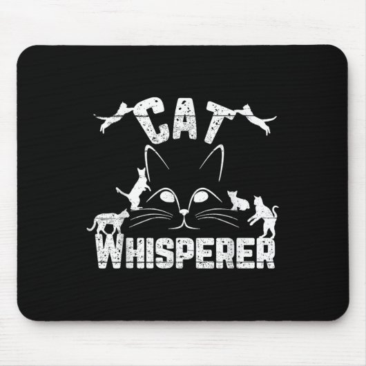 Cat Whisperer Funny Cat Lover Kat Face Distresse Muismat (Voorkant)