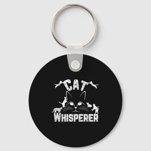 Cat Whisperer Funny Cat Lover Kat Face Distresse Sleutelhanger (Voorkant)