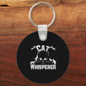 Cat Whisperer Funny Cat Lover Kat Face Distresse Sleutelhanger (Voorkant)