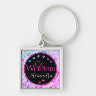 Cat Whisperer Kleurrijke Tie Dye Roze leuk gezegde Sleutelhanger
