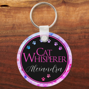 Cat Whisperer Kleurrijke Tie Dye Roze leuk gezegde Sleutelhanger